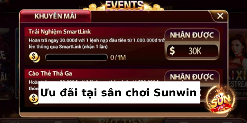 Khuyến mãi Sunwin nhận thưởng hoàn trả lên đến 30k khi nạp qua Smartlink 